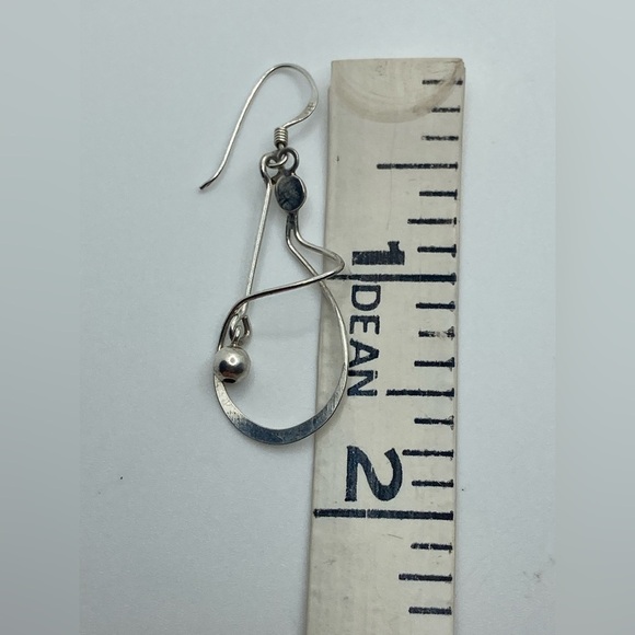Vtg Sterling Silver Abstract Wavy Ball Dangle Earrings 1.7” - Picture 6 of 6